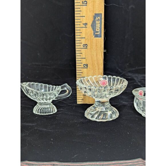 Made in France Vintage Miniature 1900 Era Doll House 3 Pc Set Glass Ware - Picture 7 of 12